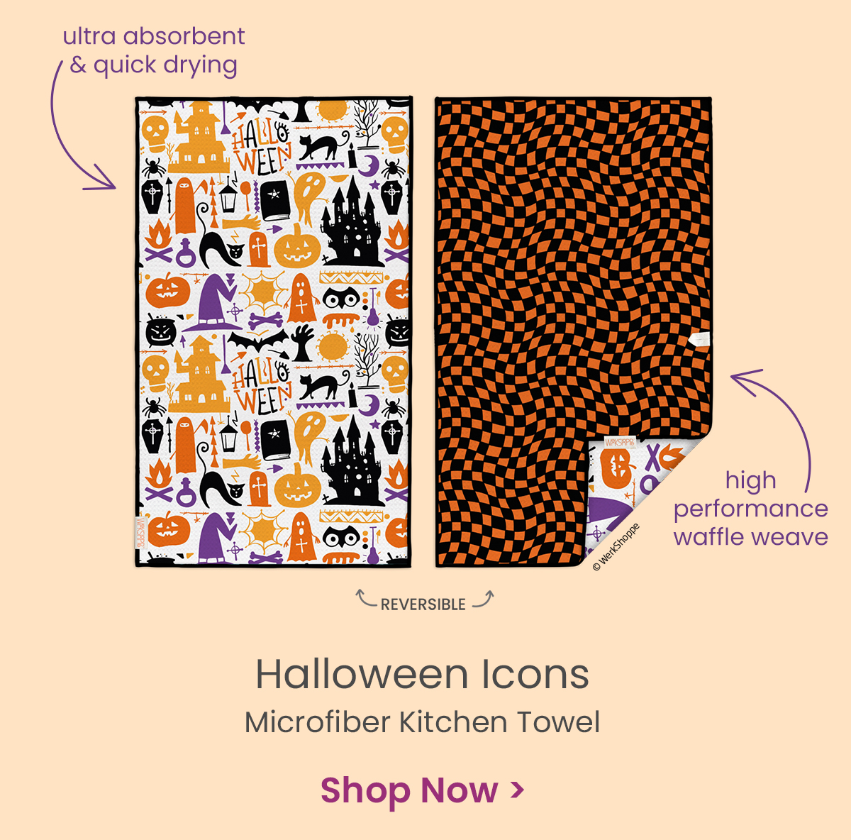 Halloween icon microfiber towels