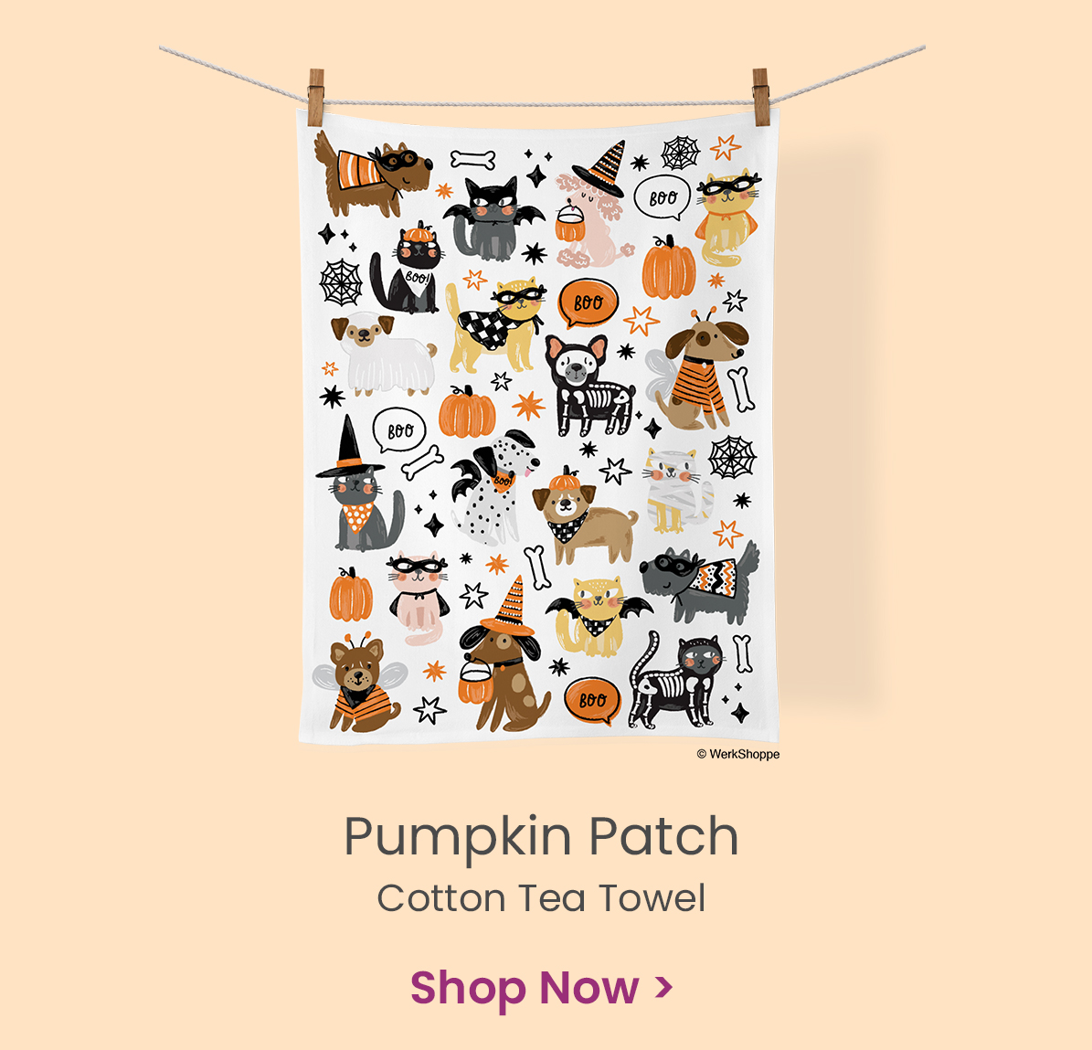 Pumpkin Patch Cotton Tea Towel